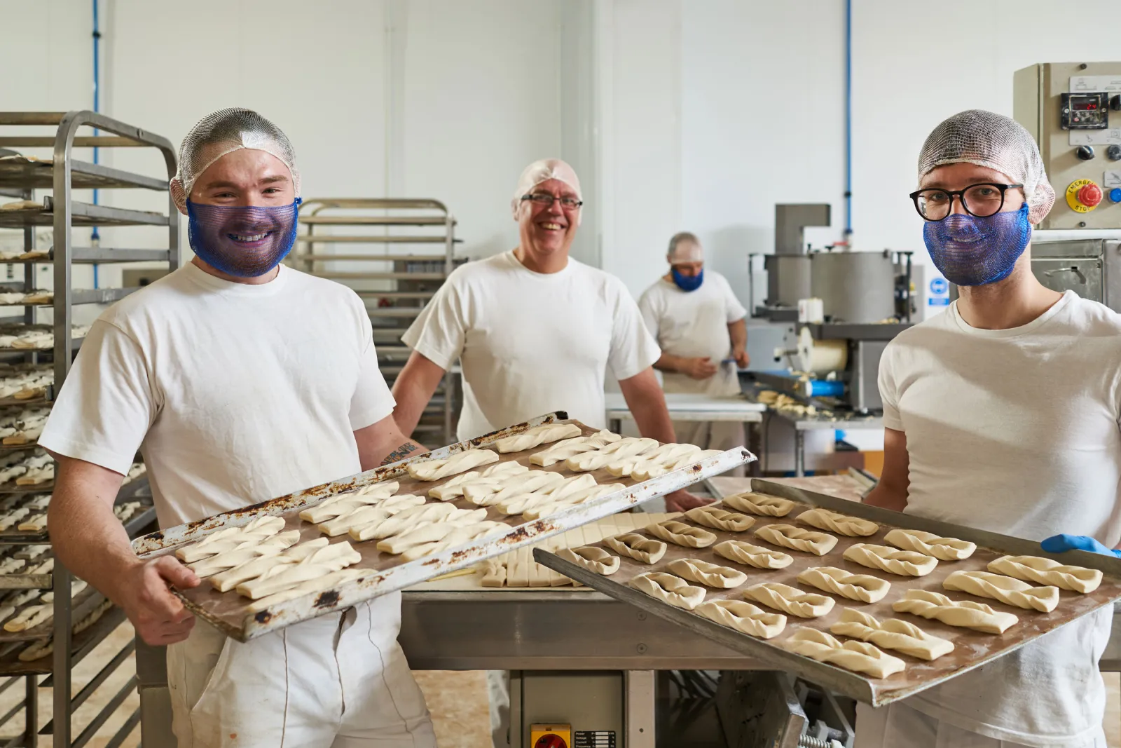 Bayne’s bakers with trays of morning rolls